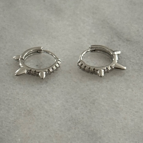 Modest Lu Jewelry - COPY - Sterling Silver Crystal Pave Spike Hoop Earrings 

Brand New